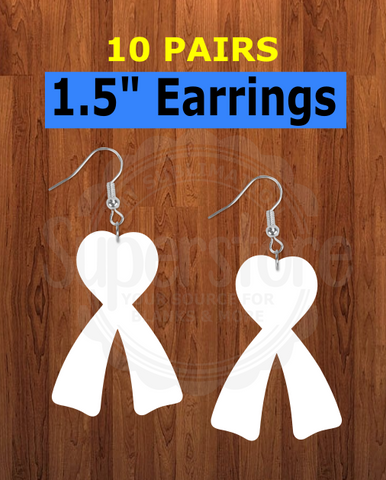 Heart ribbon earrings size 1.5 inch - BULK PURCHASE 10pair