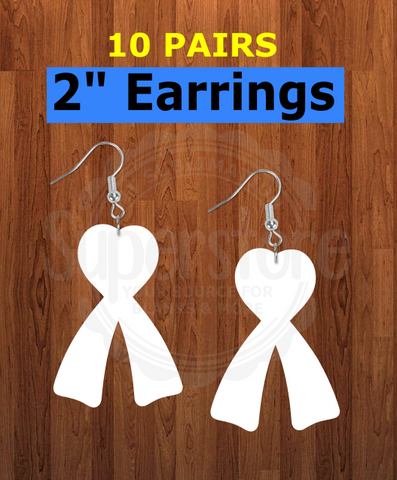 Heart ribbon earrings size 2 inch - BULK PURCHASE 10pair