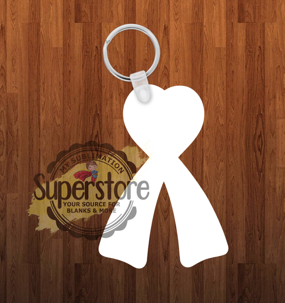 Heart ribbon Keychain - Single sided or double sided - Sublimation Blank