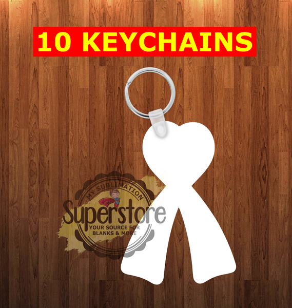 Heart ribbon Keychain - Single sided or double sided - Sublimation Blank