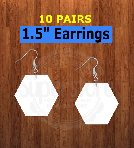 Hexagon earrings size 1.5 inch - BULK PURCHASE 10pair
