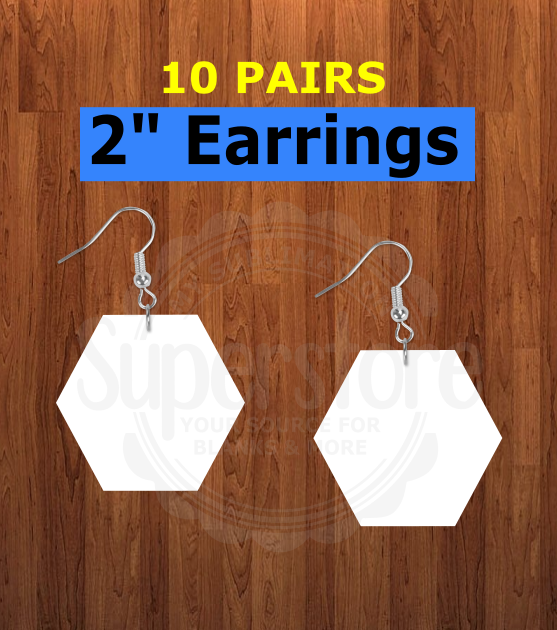 Hexagon earrings size 2 inch - BULK PURCHASE 10pair