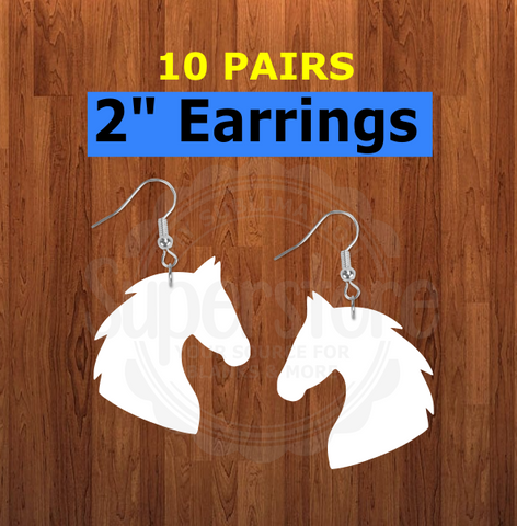 Horse earrings size 2 inch - BULK PURCHASE 10pair