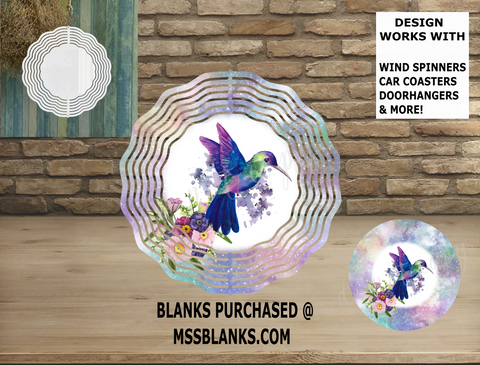 (Instant Print) Digital Download - Hummigbird floral round design