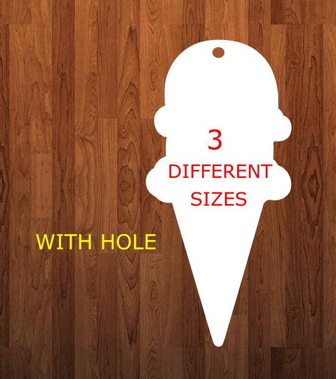 Ice cream cone with holes - Wall Hanger - 3 sizes to choose from -  Sublimation Blank  - 1 sided  or 2 sided options