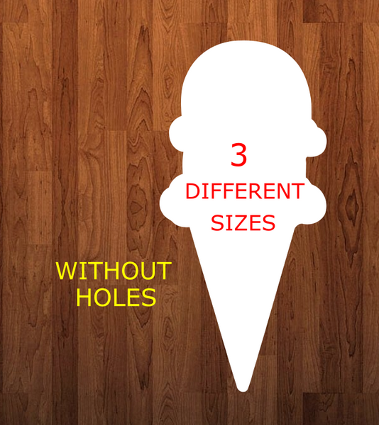 Ice cream cone without holes - Wall Hanger - 3 sizes to choose from -  Sublimation Blank  - 1 sided  or 2 sided options