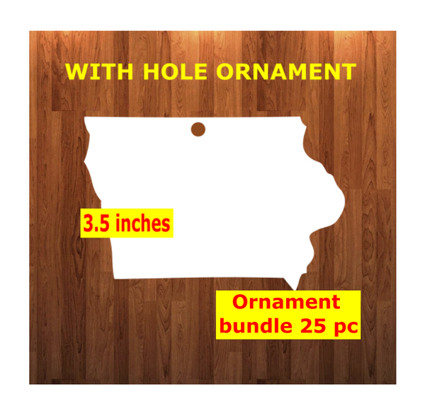 Iowa state with top hole - Ornament Bundle price with top hole