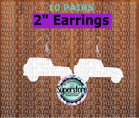Off road vehicle  - earrings size 2 inch - BULK PURCHASE 10pair