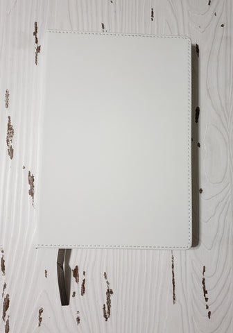 Journal white faux leather material - 1 piece or 10 piece bulk option