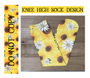 Digital download - Knee high sunflower sock design - made for our sub blanks