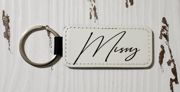 White Faux Leather Keychain - 1 piece or 10 piece
