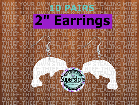 Manatee - earrings size 2 inch - BULK PURCHASE 10pair