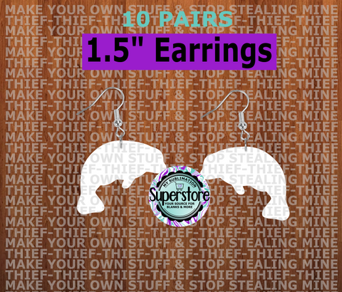 Manatee - earrings size 1.5 inch - BULK PURCHASE 10pair