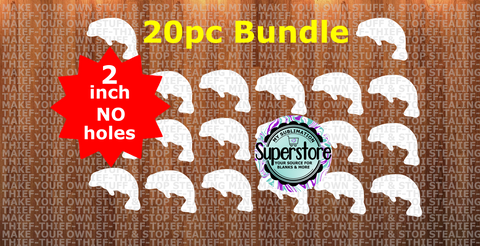 2 inch - Manatee  - (great for badge reels & hairbow centers)