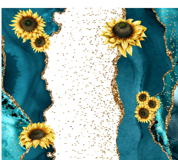 (Instant Print) Digital Download - Sunflower marble tumbler design - made for our blanks