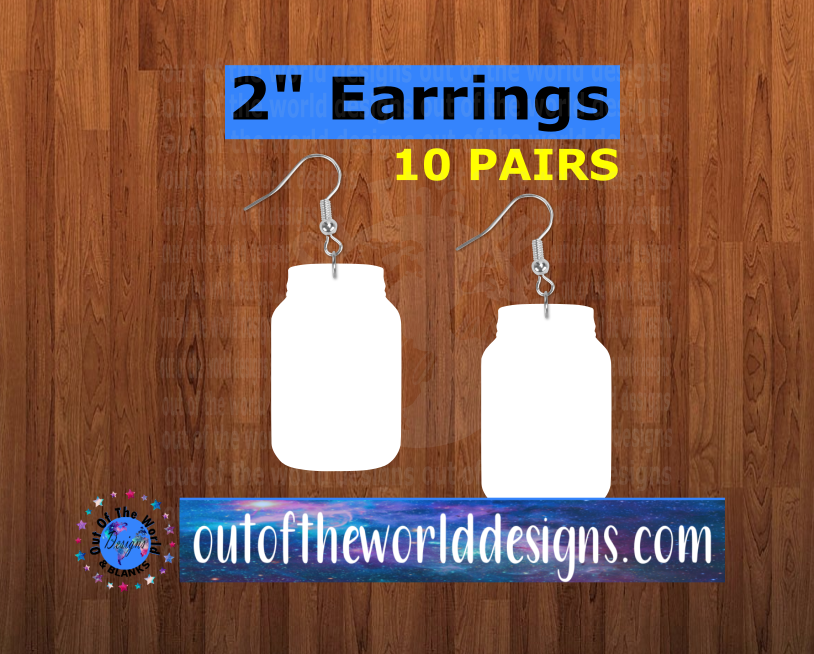 Mason jar earrings size 2inch -  BULK PURCHASE 10pair