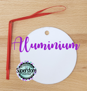 Aluminum round ornaments with string - Bulk pricing option