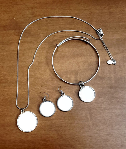 3pc round jewerly set - neckalce - earrings - bracelet