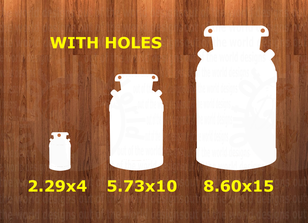 WITH HOLES - Milk can - Wall Hanger - 3 sizes to choose from -  Sublimation Blank  - 1 sided  or 2 sided options