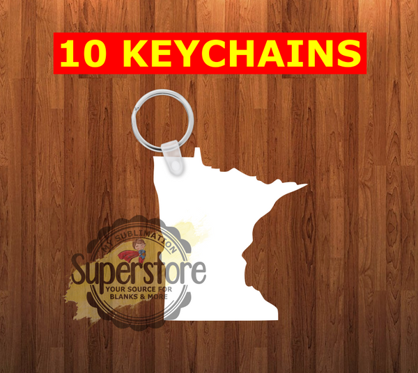 Minnesota Keychain - Single sided or double sided  -  Sublimation Blank