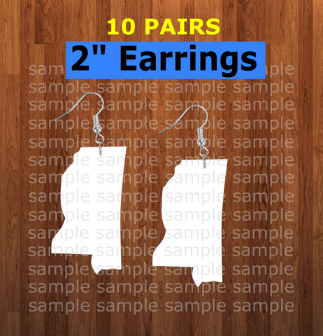 Mississippi earrings size 2 inch - BULK PURCHASE 10pair