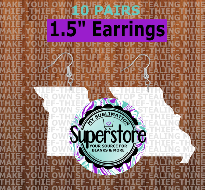 Missouri - earrings size 2 inch - BULK PURCHASE 10pair