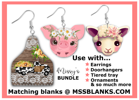 Digital Download - 3pc bundle - tag- pig & sheep - made for our blanks