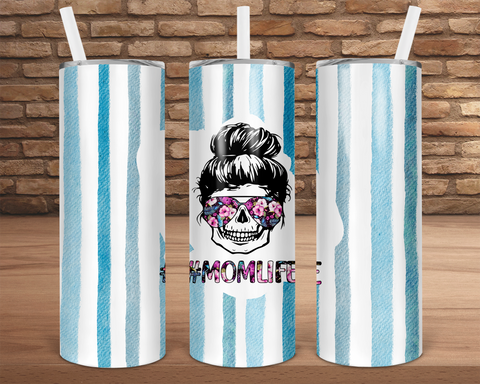 (Instant Print) Digital Download - Skull Momlife    - 20oz skinny tapered tumbler wrap
