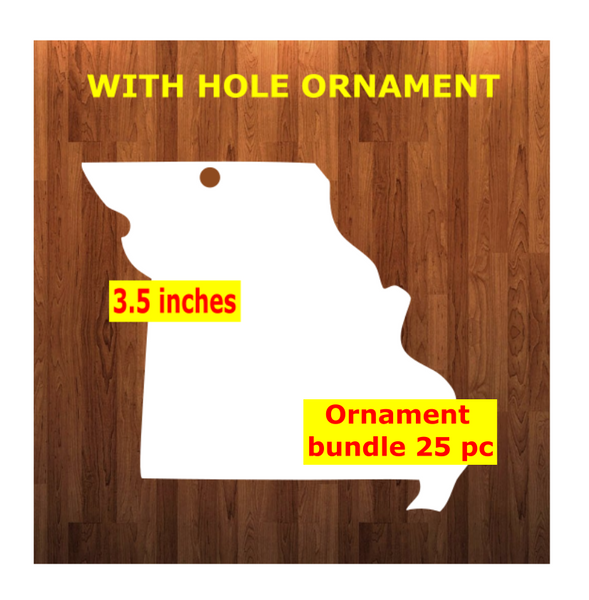 Missouri state with top hole - Ornament Bundle Price with top hole