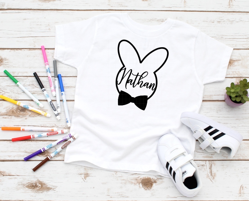 (Instant Print) Digital Download - Personalized with your name bunny boy with black bow tie