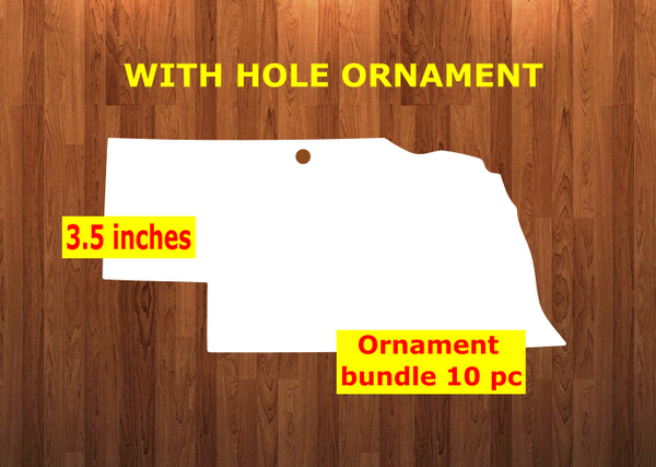 Nebraska state with top hole - Ornament Bundle price with top hole