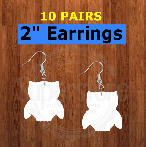 Owl earrings size 2 inch - BULK PURCHASE 10pair