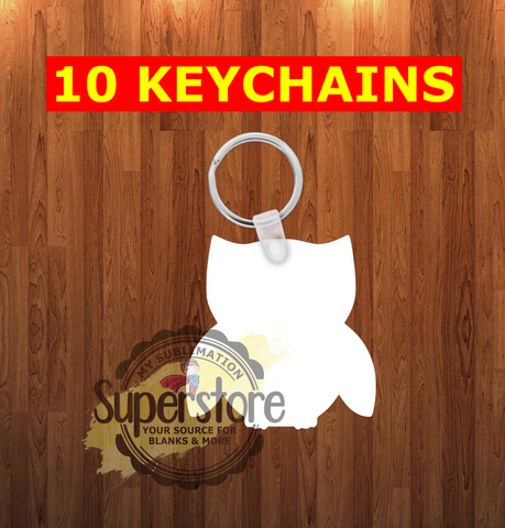 Owl Keychain - Single sided or double sided - Sublimation Blank