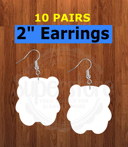 Panda / Bear earrings size 2 inch - BULK PURCHASE 10pair