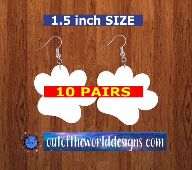 Paw print earrings size 1.5inch - BULK PURCHASE 10pair