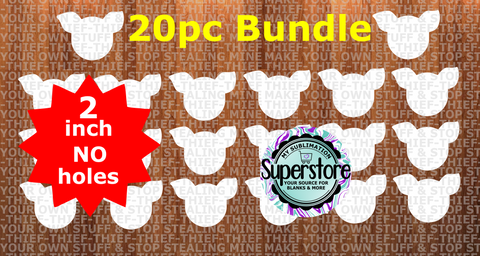 2 inch - Pig Head  - (great for badge reels & hairbow centers)