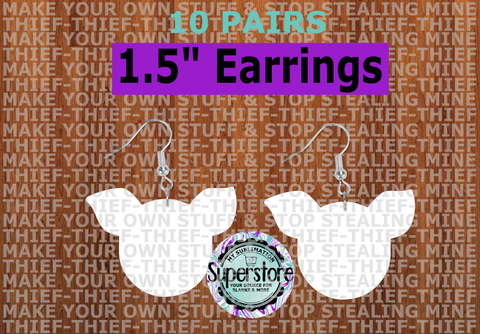 Pig Head - earrings size 1.5 inch - BULK PURCHASE 10pair