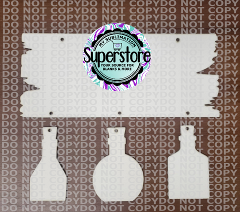 Wood plank with 3 bottles for hanging  single sided - Sublimation blanks