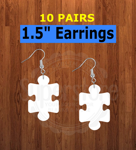 Puzzle piece earrings size 1.5inch -  BULK PURCHASE 10pair