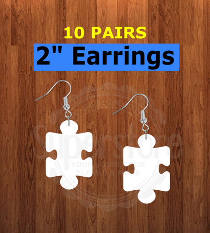 Puzzle piece earrings size 2inch -  BULK PURCHASE 10pair