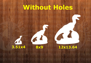 WithOUT holes - Raptor Dinosaur - 3 sizes to choose from -  Sublimation Blank  - 1 sided  or 2 sided options