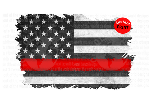 (Instant Print) Digital Download -  Red Line Fire FIghter Flag