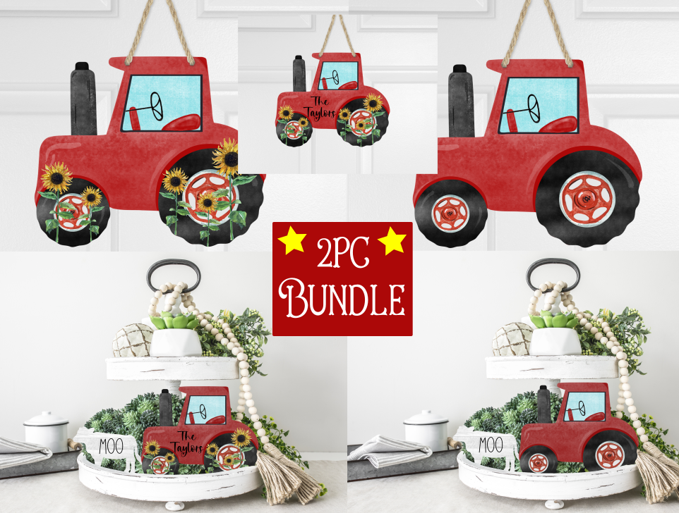 Digital download - 2pc Red farm tractor  - made for our sub blanks