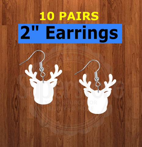 Reindeer earrings size 2 inch - BULK PURCHASE 10pair