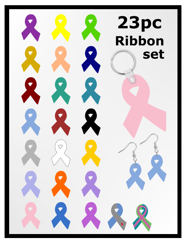 (Instant Print) Digital Download - 23pc cancer ribbon designs - made for our sublimation blanks