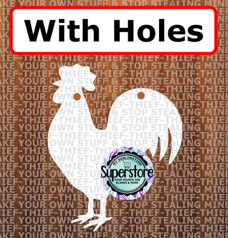 Rooster - with holes - Wall Hanger - 5 sizes to choose from - Sublimation Blank