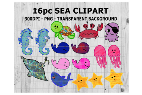 (Instant Print) Digital Download - 16pc Sea Clipart Bundle