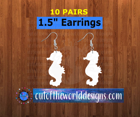 Seahorse earrings size 1.5 inch - BULK PURCHASE 10pair