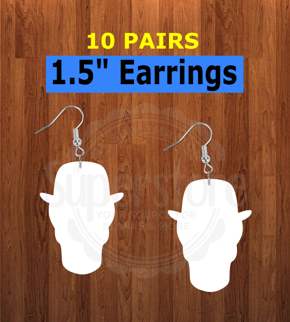 Skull with top hat earrings size 1.5 inch - BULK PURCHASE 10pair