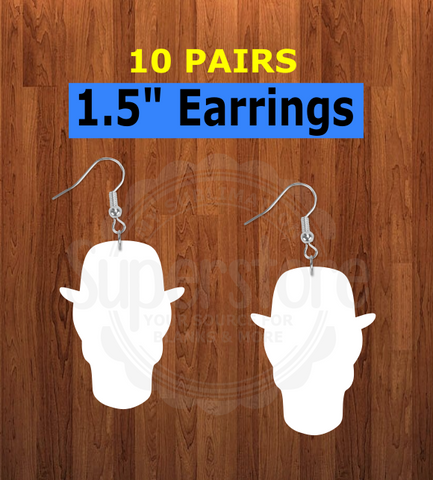 Skull with top hat earrings size 1.5 inch - BULK PURCHASE 10pair